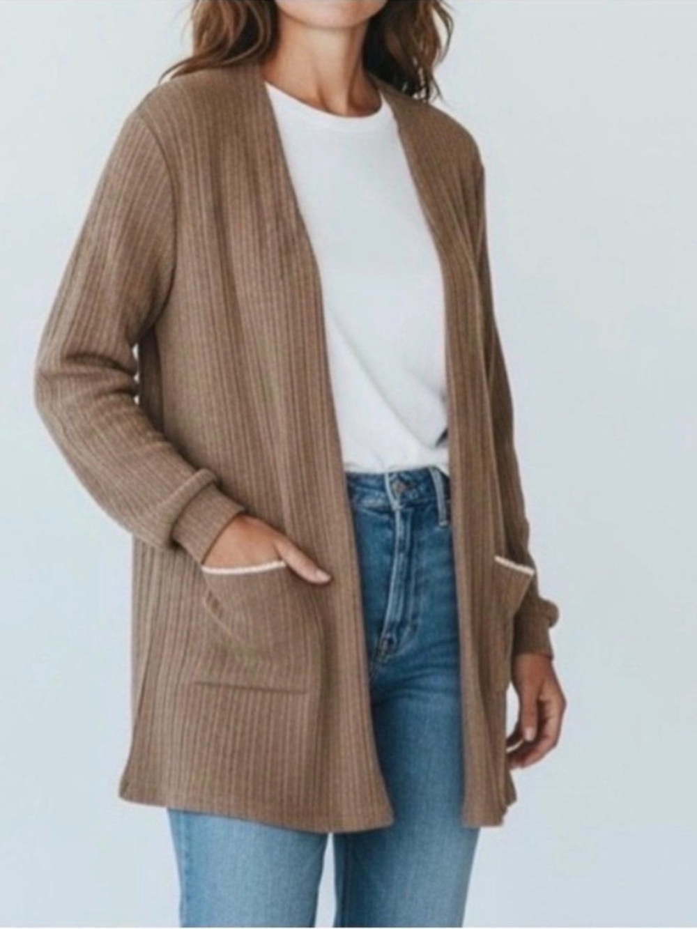 Blu Pepper Womens Open-Front Ribbed Cardigan Sweater - 1XL New